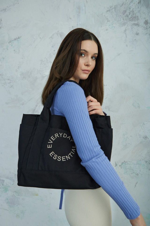 Kanvas Kumaş Everyday Tote Bag - Siyah