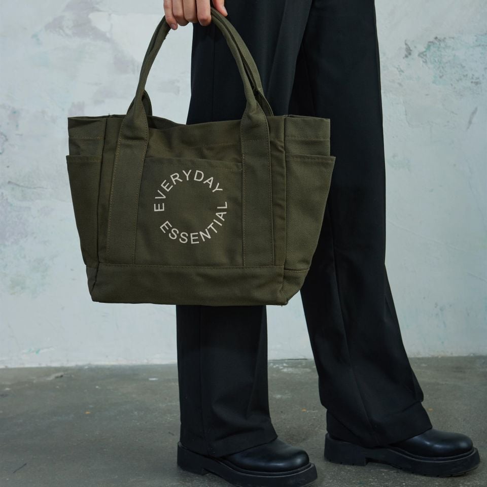 Kanvas Kumaş Everyday Tote Bag - Zeytin Yeşili