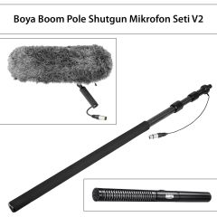 Boya Boom Pole Sopa + Shutgun Mikrofon + Rüzgar ve Şok Emici