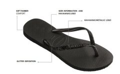 Slim Glitter II Black Dark Grey Kadın Terlik