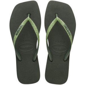Slim Square Glitter Olive Green Kadın Terlik