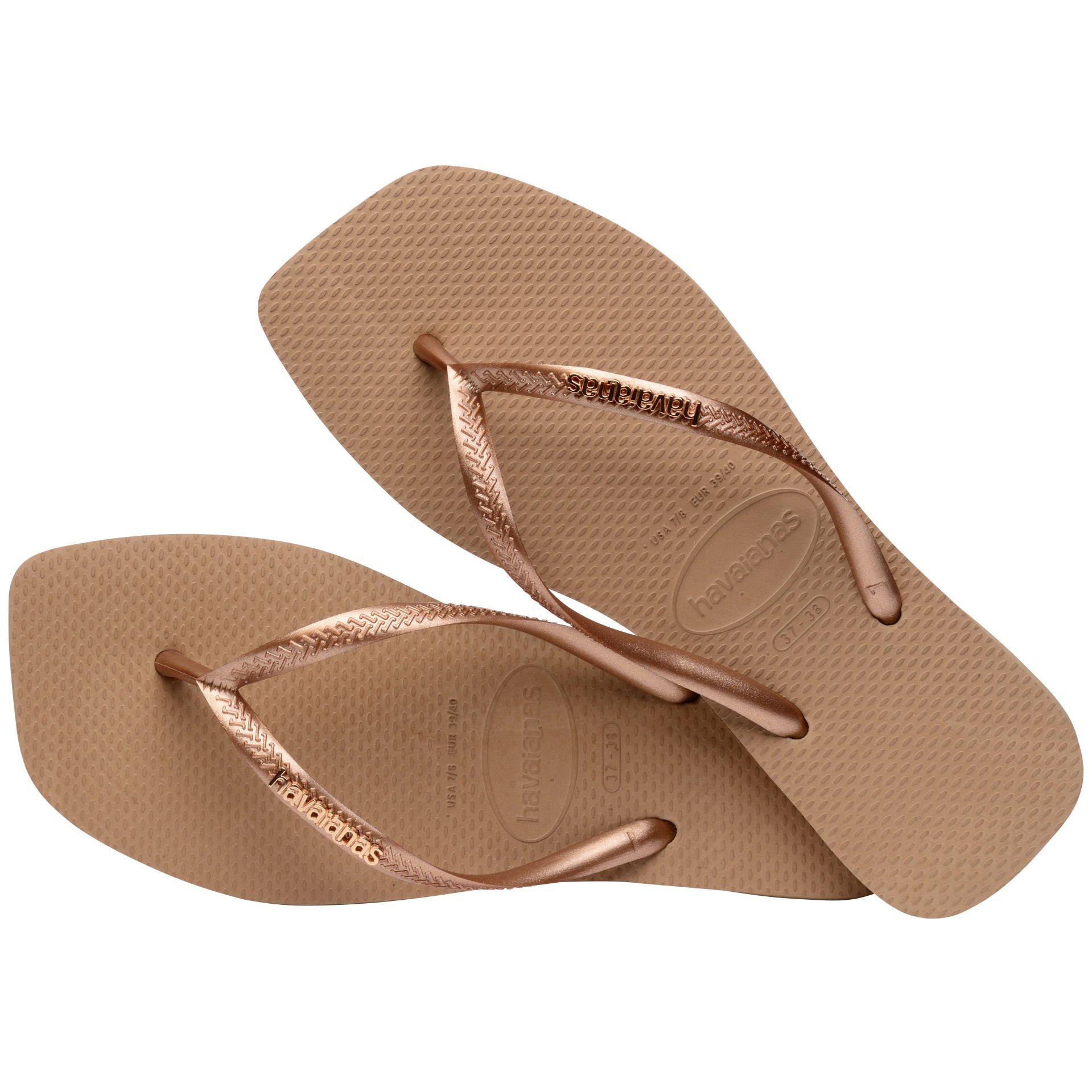 Slim Square Logo Metallic Rose Gold