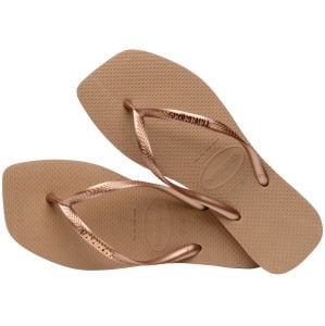Slim Square Logo Metallic Rose Gold