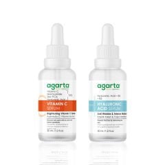 Cilt Aydınlatmaya ve Nemledirmeye Yardımcı Bakım Seti (Vitamin C Serum %3,5+Hyaluronic Acid Serum)