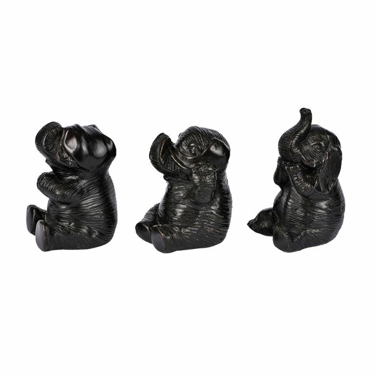 SEE NO EVIL, HEAR NO EVIL, SPEAK NO EVIL BRONZE ELEPHANT SET