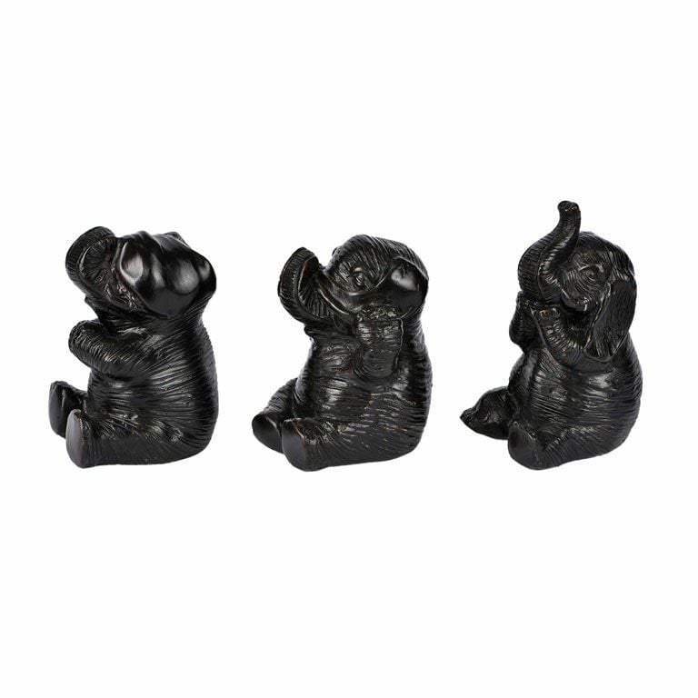 SEE NO EVIL, HEAR NO EVIL, SPEAK NO EVIL BRONZE ELEPHANT SET
