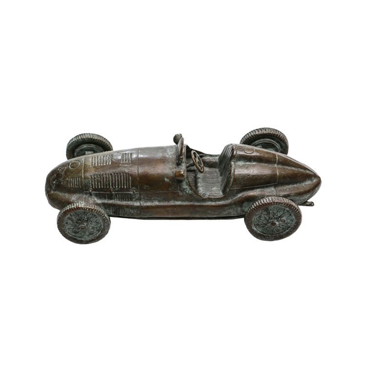 AGED BRONZE RACE CAR
