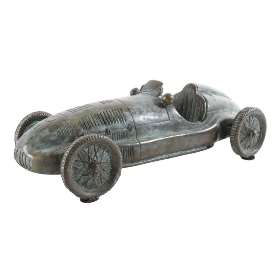 AGED BRONZE RACE CAR