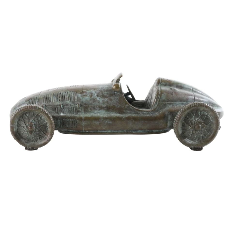 AGED BRONZE RACE CAR
