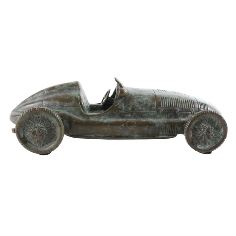 AGED BRONZE RACE CAR