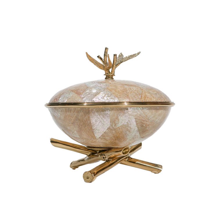 MOTHER-OF-PEARL BRASS BOX