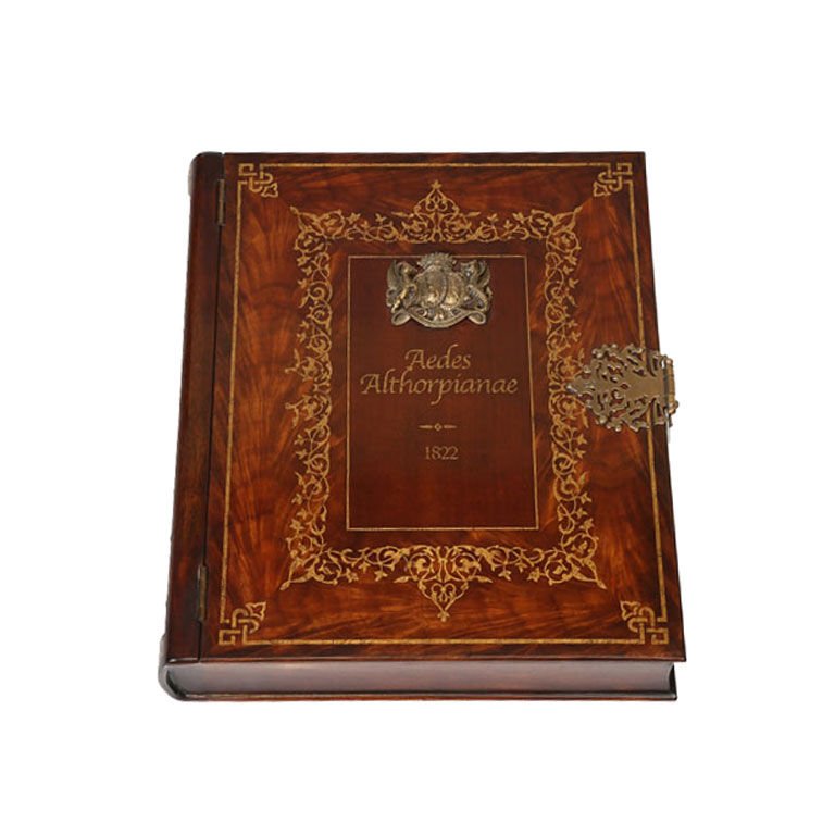 ANTIQUE BOOK-STYLE MAHOGANY BOX