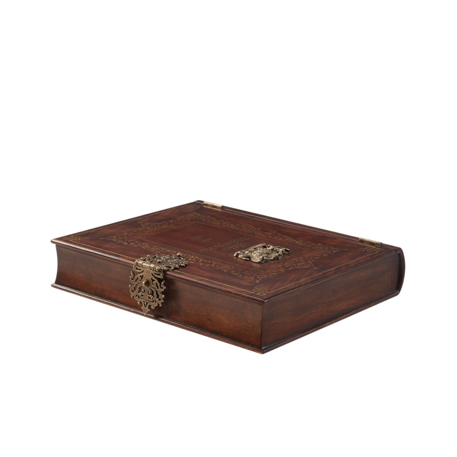 ANTIQUE BOOK-STYLE MAHOGANY BOX