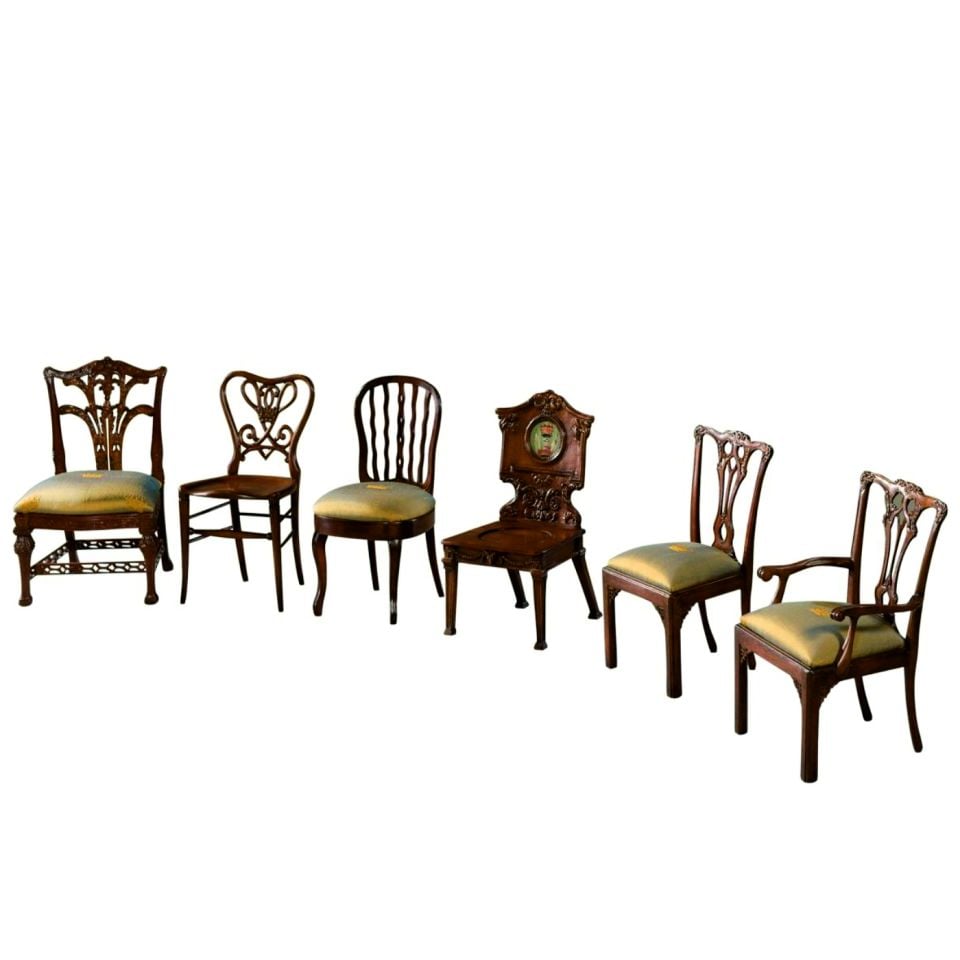 SIX MINIATURE MAHOGANY CHAIRS