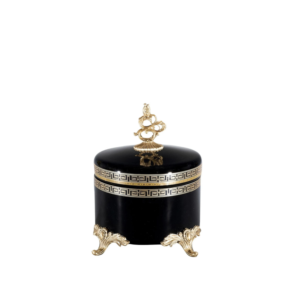 BLACK BOX WITH BRASS INLAY