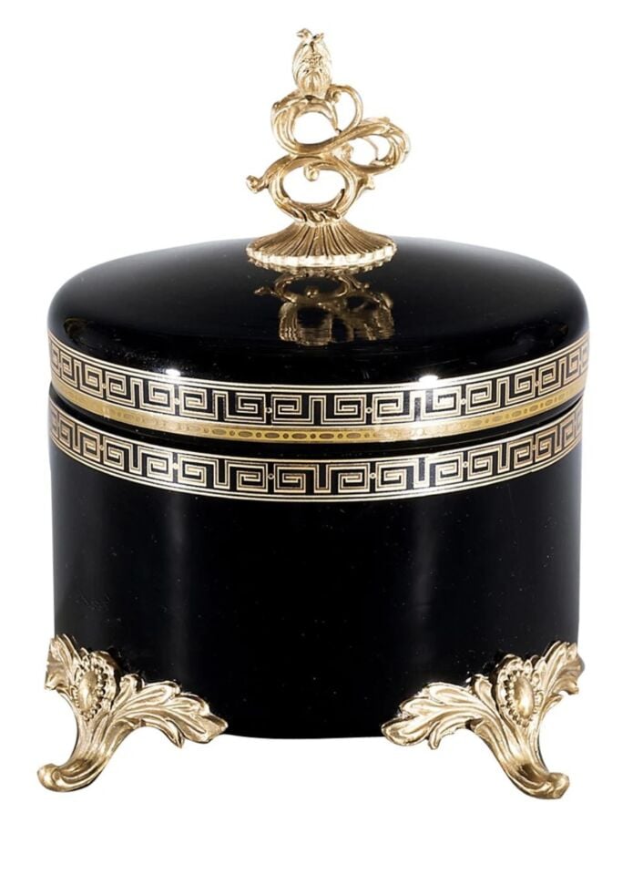 BLACK BOX WITH BRASS INLAY