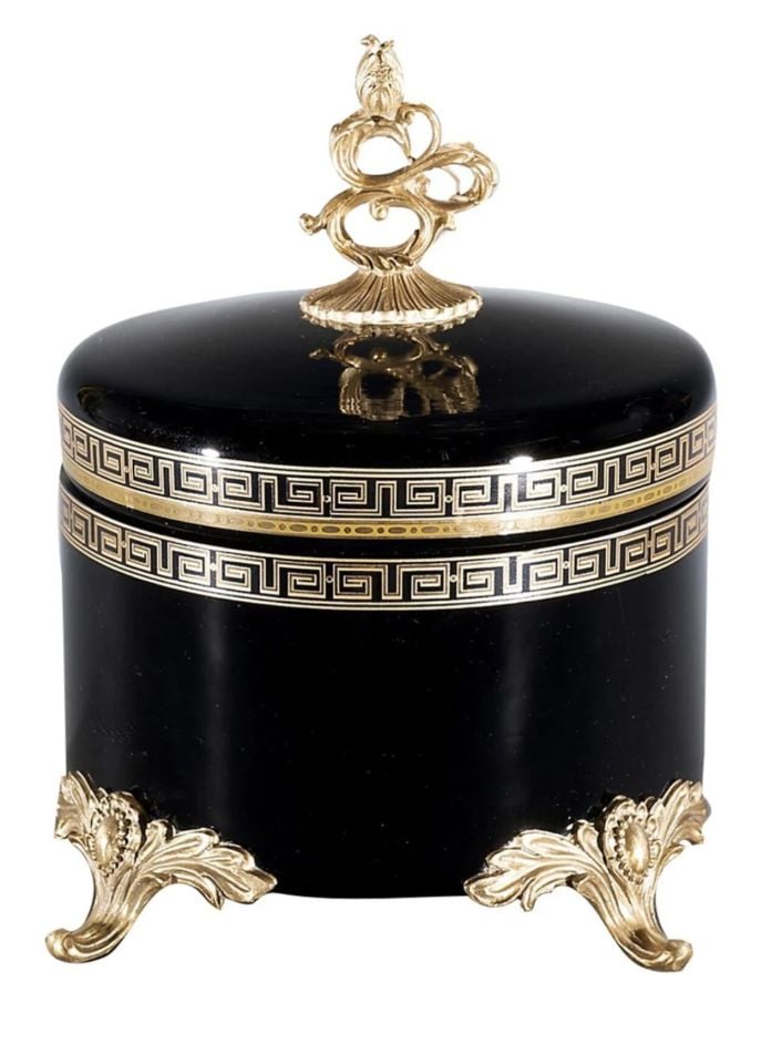 BLACK BOX WITH BRASS INLAY
