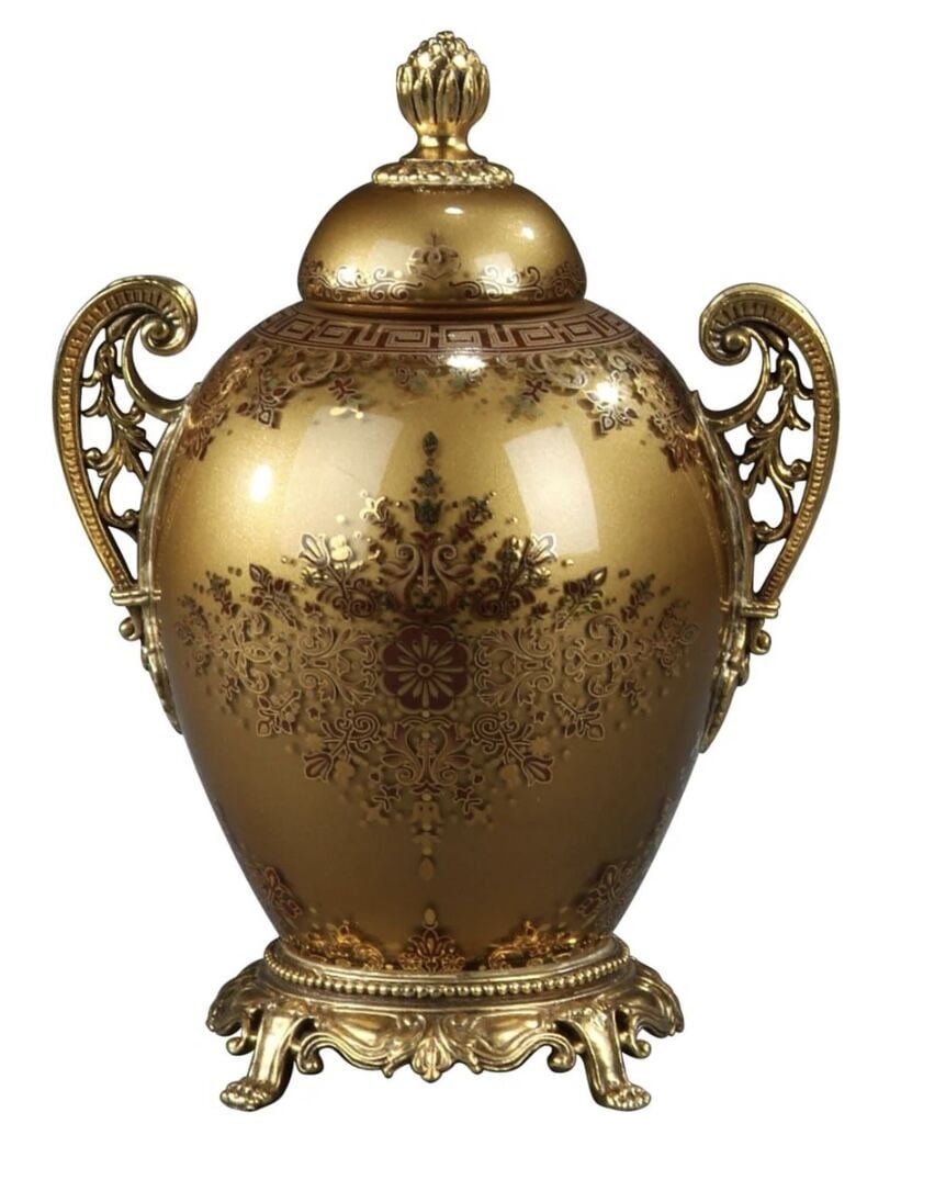 BRASS-INLAID GOBLET VASE