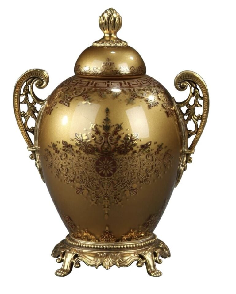 BRASS-INLAID GOBLET VASE