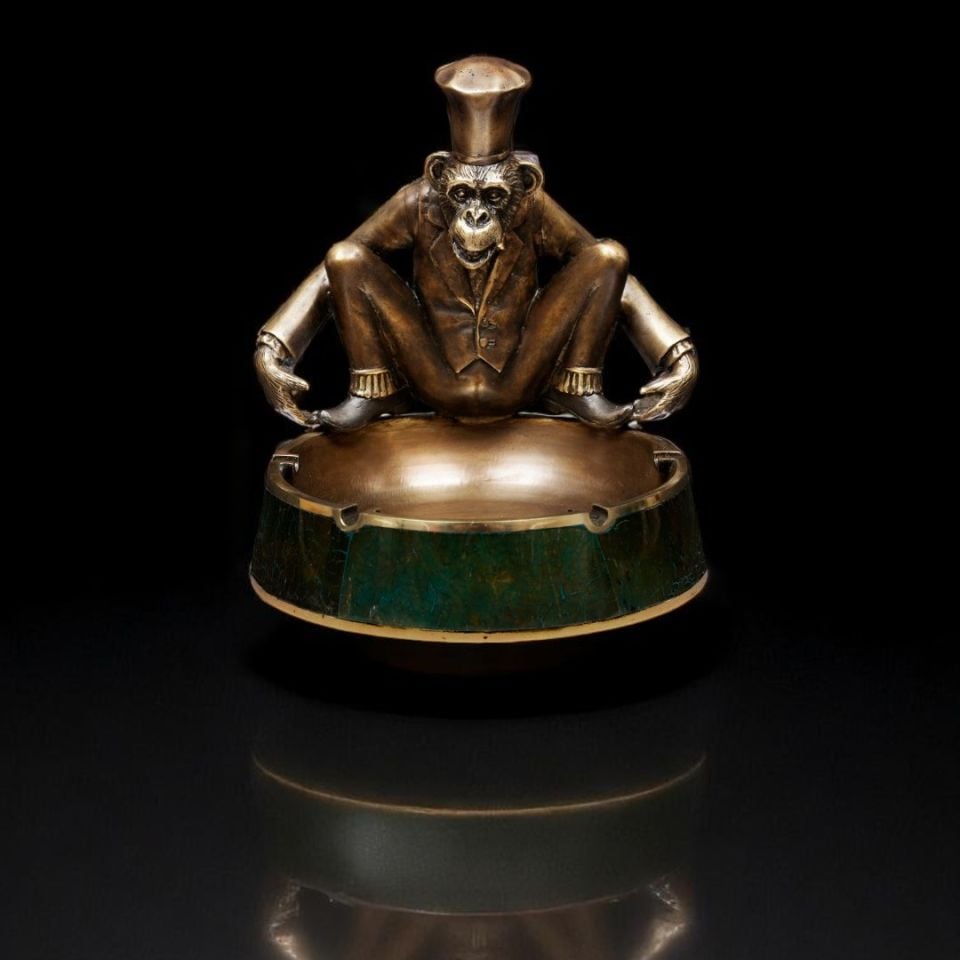 BRASS CHIMPANZEE ASH TRAY