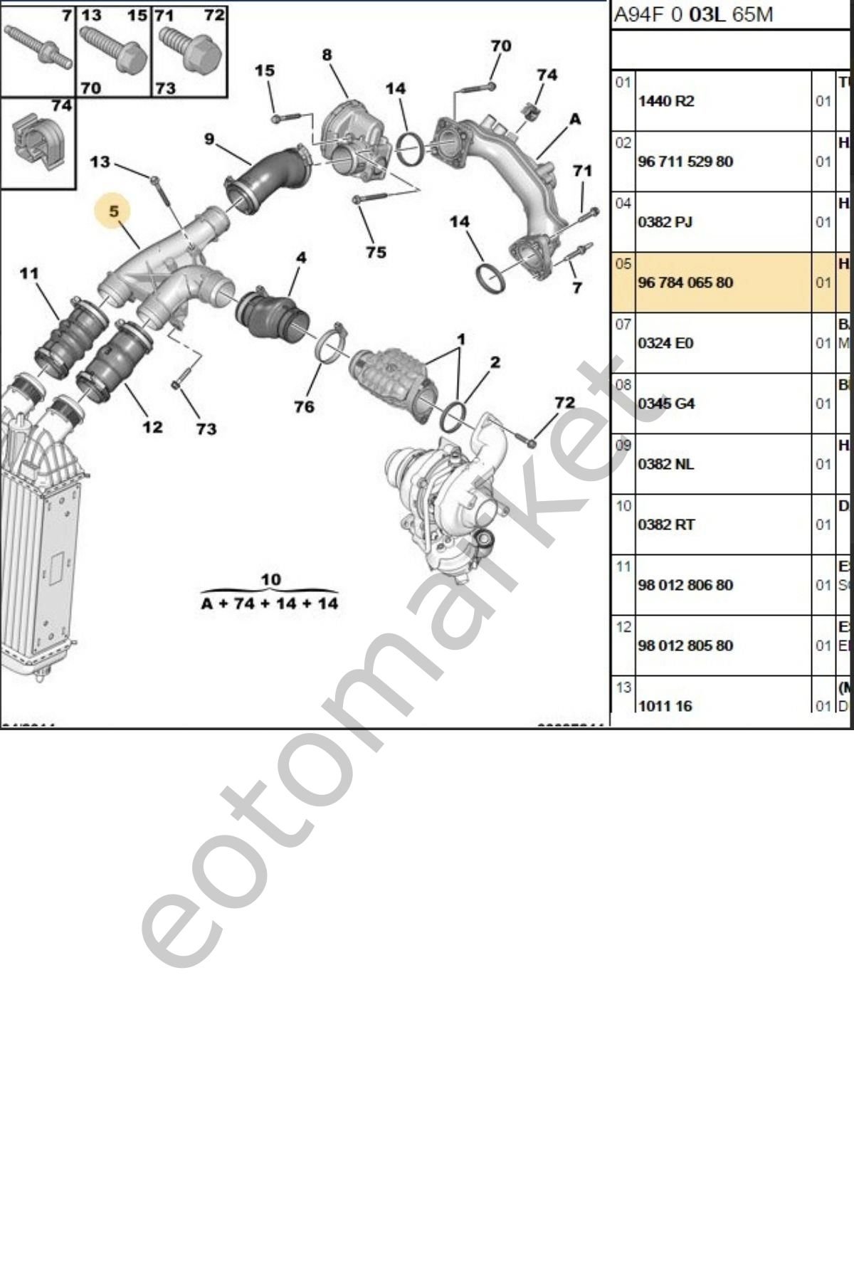 Turbo Hava Dozörü 207 208 301 308 508 Partner Tepee C3 C4 (9678406580)