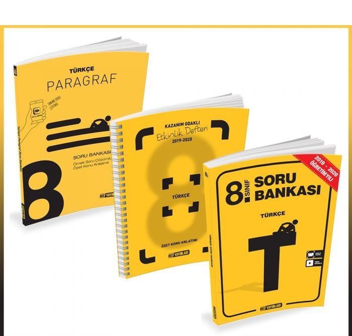 HIZ 8.SINIF TÜRKÇE SORU +PARAGRAF + ETKİNLİK DEFTERİ 3 KİTAP
