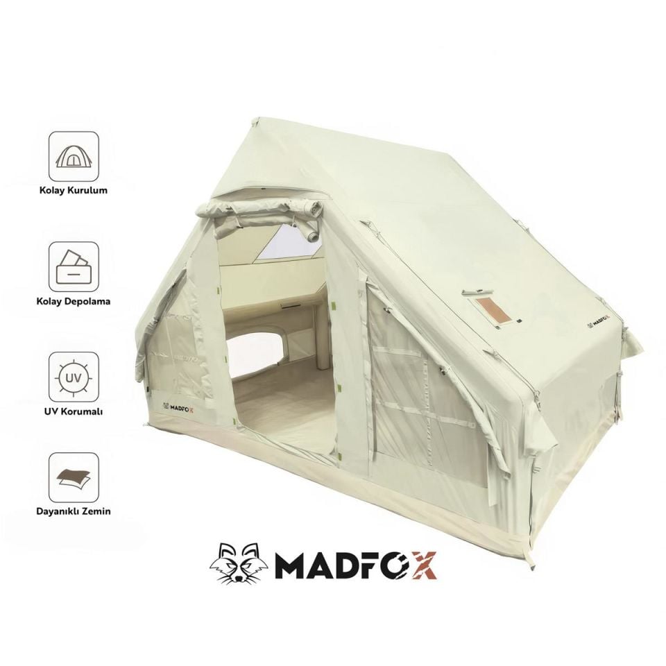 Madfox Bigless Glamping Cotton Inflatable Şişme Çadır [ Baca Çıkışlı ]