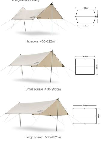 Naturehike Hexagon Glamping 3x4.8 mt Tarp [Güneş ve Rüzgar Koruma Tentesi]