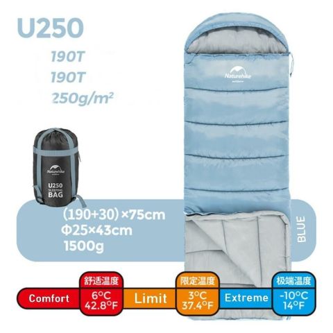 Naturehike U250 Zarf Tarzı Kapüşonlu Uyku Tulumu -10°C Kahverengi - Left