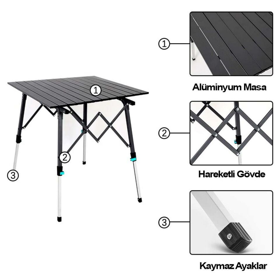 Madfox Ollimmas Katlanır Kamp Masası 50x50 cm