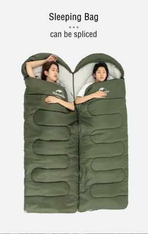 Naturehike Y150L Kapüşonlu Pamuklu Uyku Tulumu -6°C Yeşil - Right