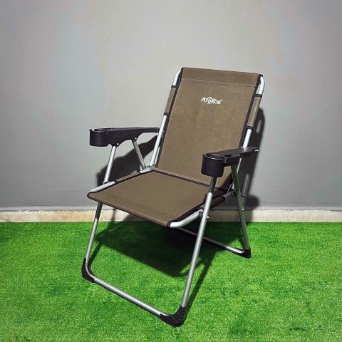Rock 4'lü Katlanabilir Kamp Sandalyesi ve Masa Seti - Kahve (A-16) - Bardaklıklı - 140 KG Kapasite - Taşıma Çantalı
