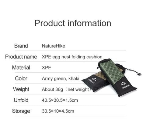 Naturehike XPE Katlanır Oturma Matı [Z Mat]
