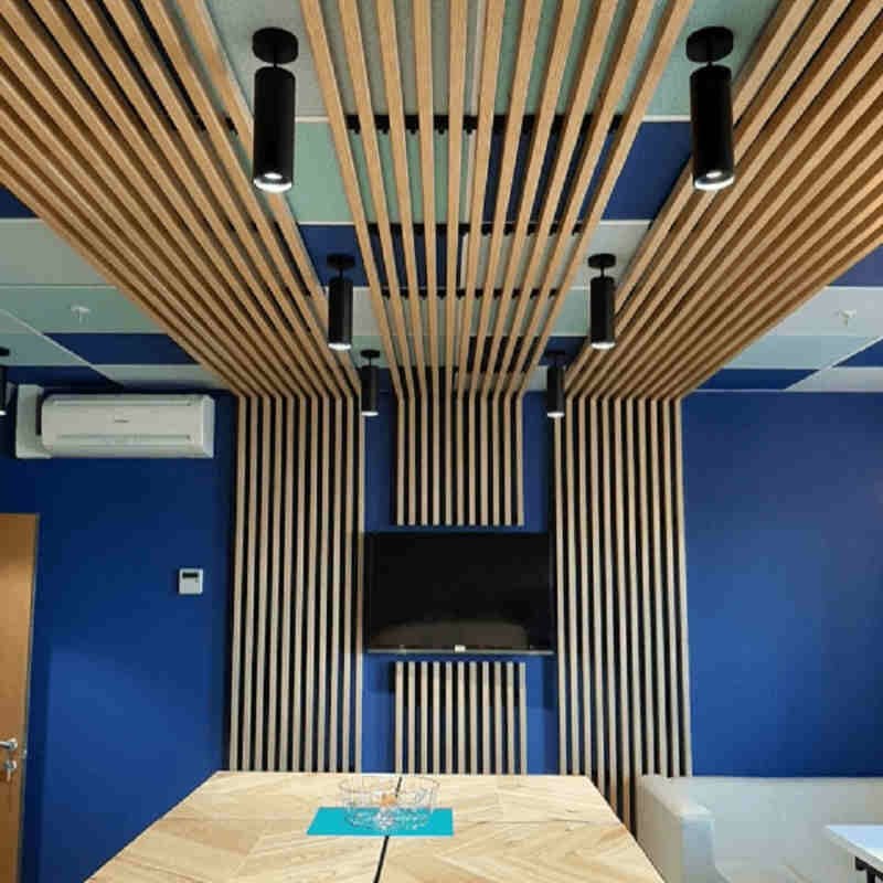 wood baffle ceiling