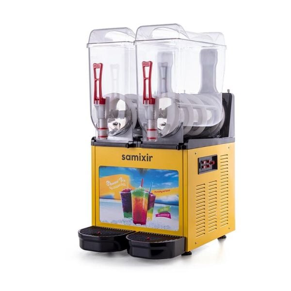 Samixir Ice Slush Twin Meyve Suyu Dispenseri, 12+12 L, Sarı, SLUSH24.YA