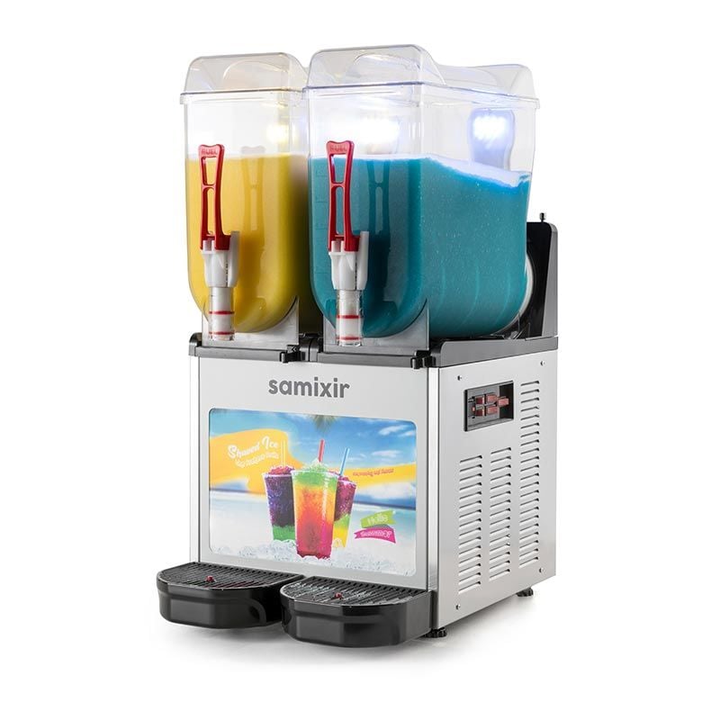 Samixir Allure Twin Ice Slush Granita ve Soğuk Meyve Suyu Dispenseri, 12+12 L, Inox, SLUSH24.IA