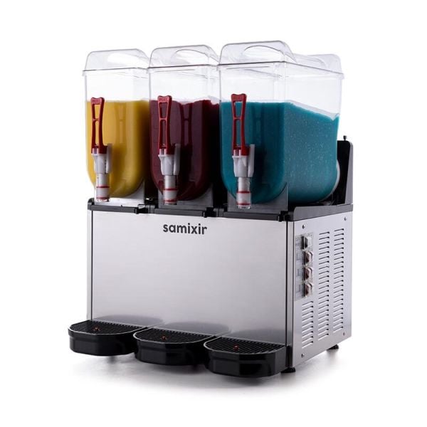 Samixir Triple Ice Slush Granita ve Soğuk Meyve Suyu Dispenseri, 12+12+12 L, Inox, SLUSH36.I