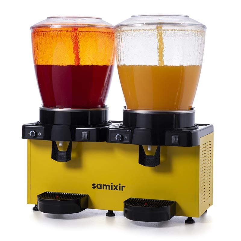 Samixir Panaromik Analog Twin Soğuk İçecek Dispenseri, 22+22 L, Fıskiyeli, Sarı, SS44.AY