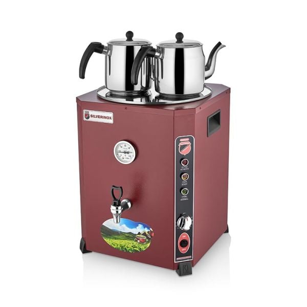 SilverInox Elite Çay Makinesi, 2 Demlikli, 13 L, Kırmızı EL-01K