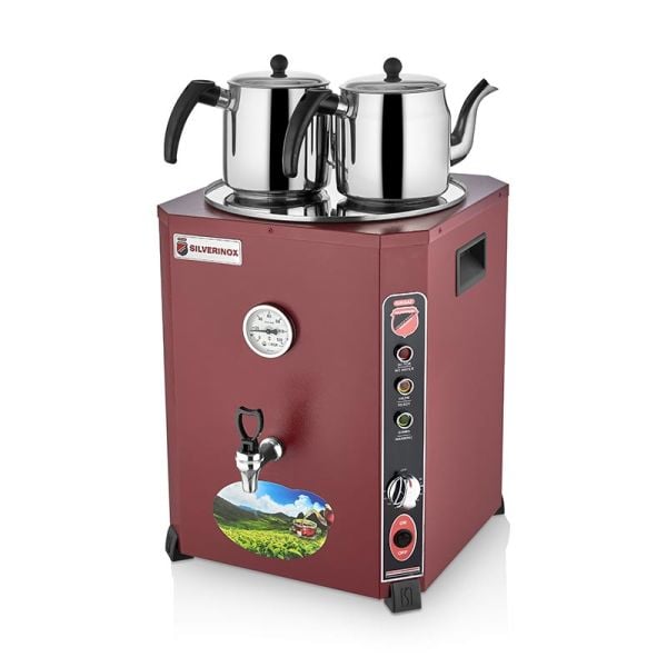 SilverInox Elite Çay Makinesi, 2 Demlikli, 23 L, Kırmızı EL-02K