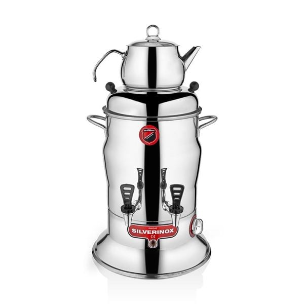 SilverInox Crown Çay Semaveri, 2 Demlikli, 80 Bardak Kapasiteli, 7 L, 2200