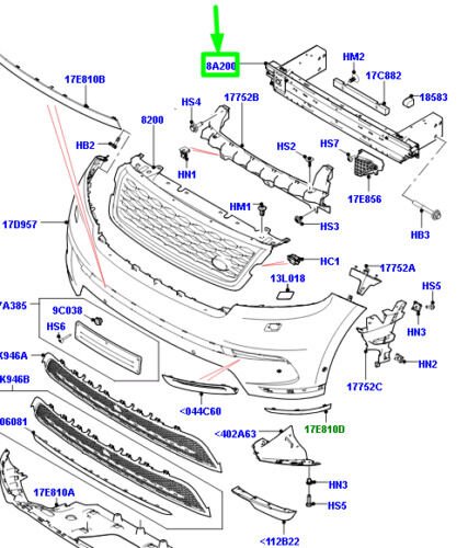 LR123919 - ÖN TAMPON DEMİRİ LA(VELAR) - Land Rover