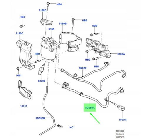 LR023064 - MAZOT SICAKLIK BORUSU SENSÖRLÜ 2.2 DZL (FREEL.2/EVOQUE) - Land Rover