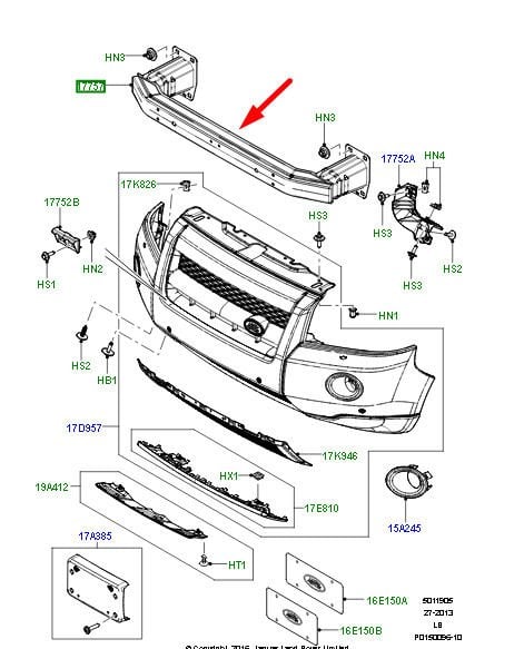 LR005532 - ÖN TAMPON DEMİRİ (2.2/FREEL.2) - Land Rover