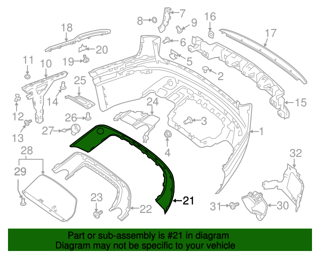 LR093572 - ARKA TAMPON EGZOZ DIŞ KAPAK (VELAR) - Land Rover