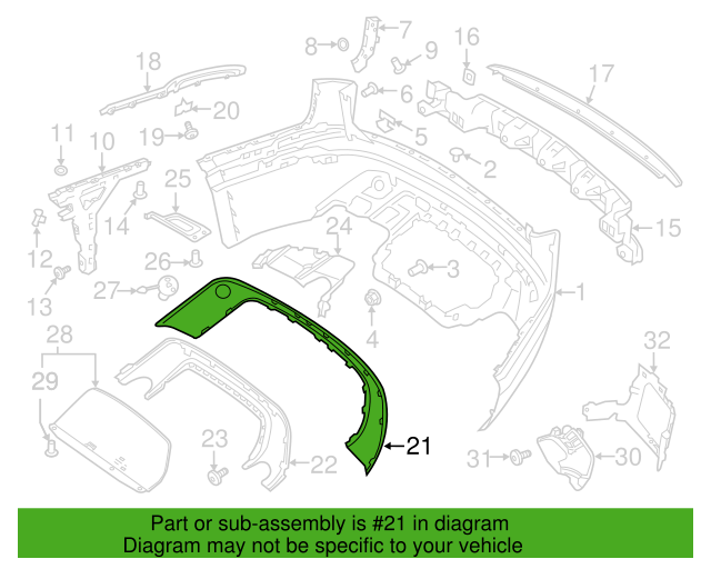 LR093572 - ARKA TAMPON EGZOZ DIŞ KAPAK (VELAR) - Land Rover