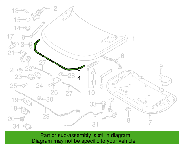 LR039085 - KAPUT LASTİĞİ 3.0L V6 (SPORT/VOGUE) - Land Rover