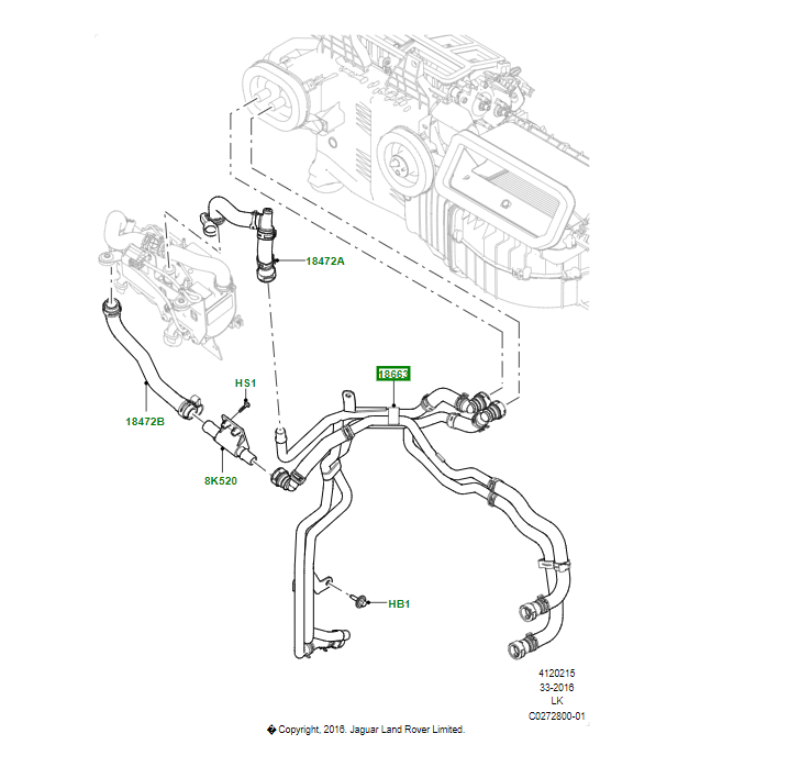 LR081652 - KALORİFER HORTUMU 2.0/DZL(DİSCO-5/RRS) - Land Rover