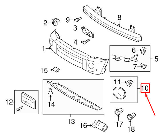 LR012210 - ÖN SİS ÇERÇEVESİ SAĞ (DİSC.S3) - Land Rover