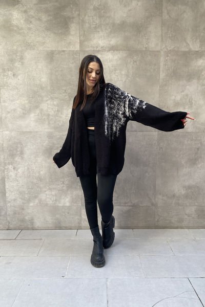 Sprey Baskı Tasarım Oversize Hırka